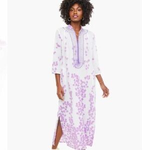 Ros Garden Exclusive Lavender Clorinda Long Kaftan